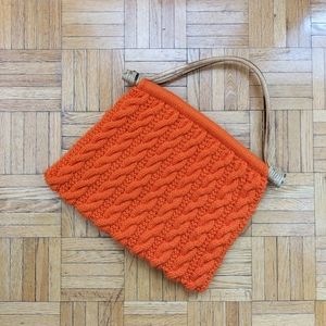 1970s Orange Cable Knit Statement Purse